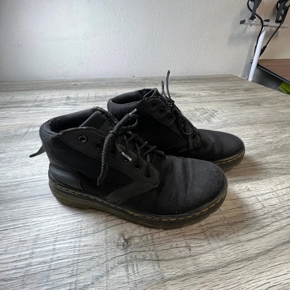 Dr. Martens Bonny Boots Mens 7 Black Nylon Leather Chukka Utility Gorpcore Doc